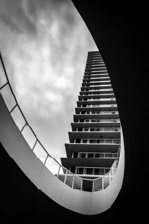 Modern architecture apartment with cloudy sky